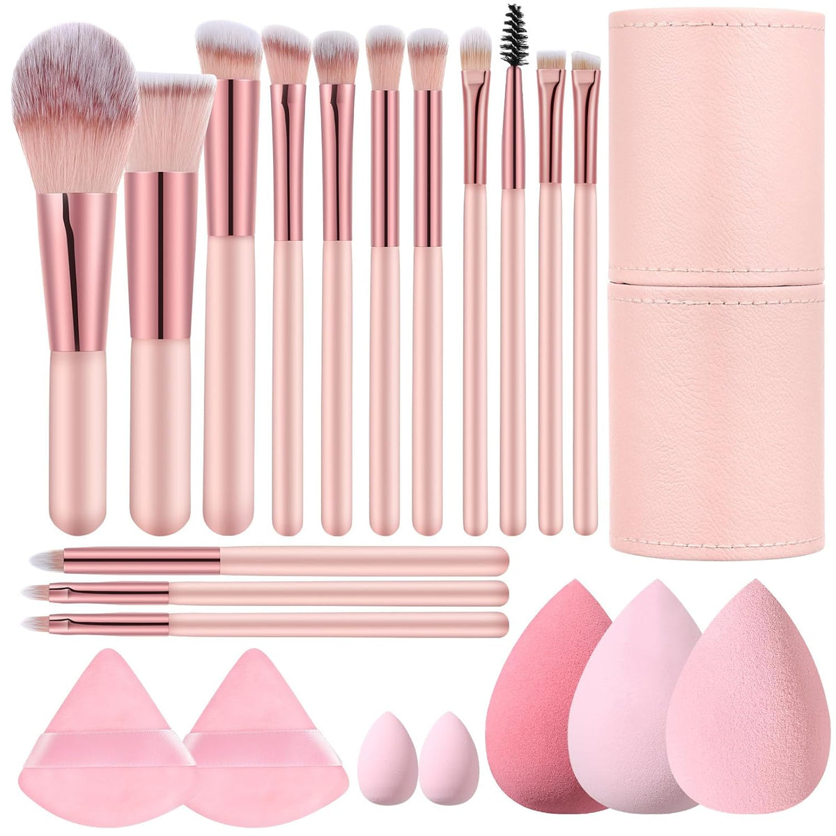 Kit de Pincéis e Esponjas de Maquiagem com Estojo
